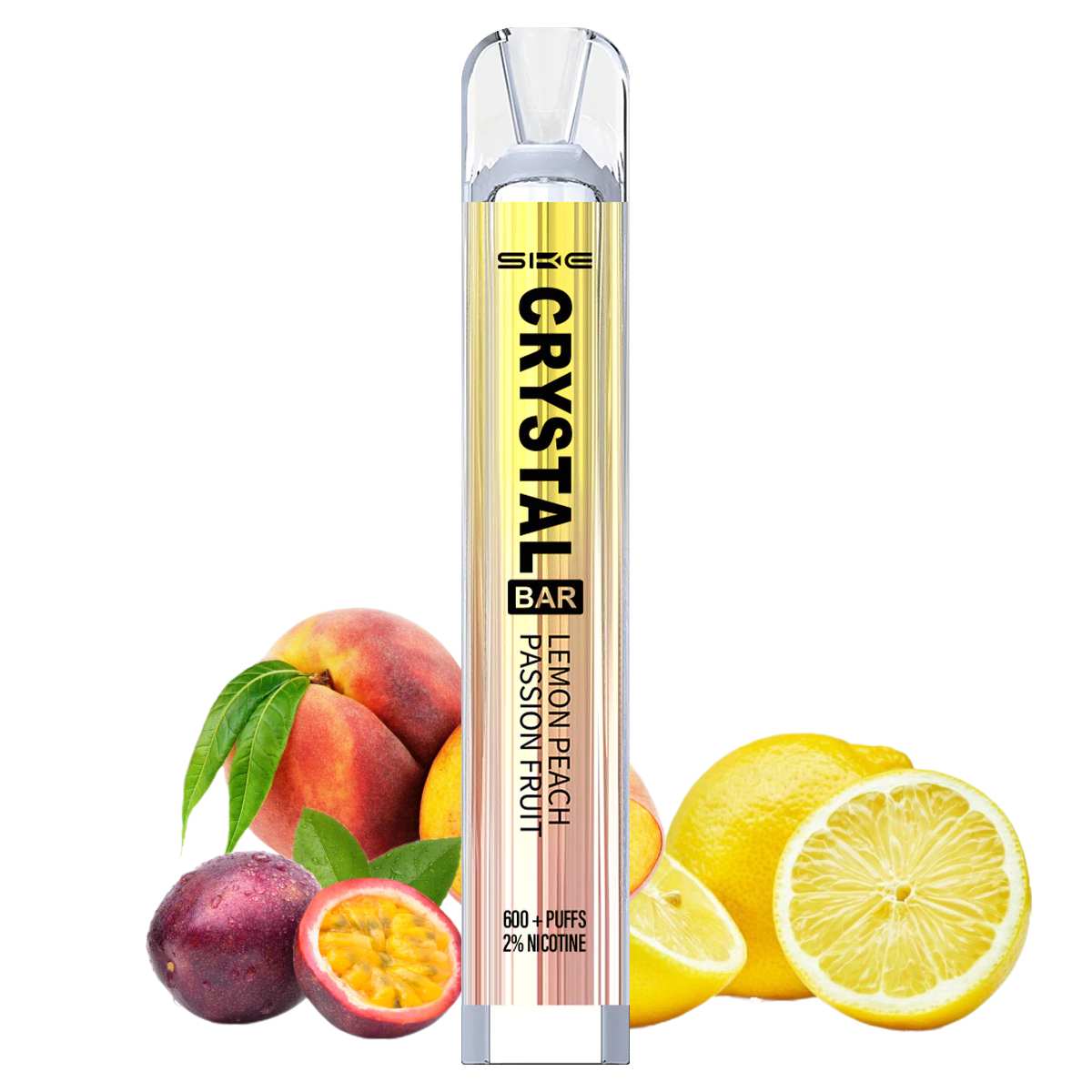 Crystal Zero Nicotine Disposable 600 Puffs Vape - Lemon Peach Passion Fruit
