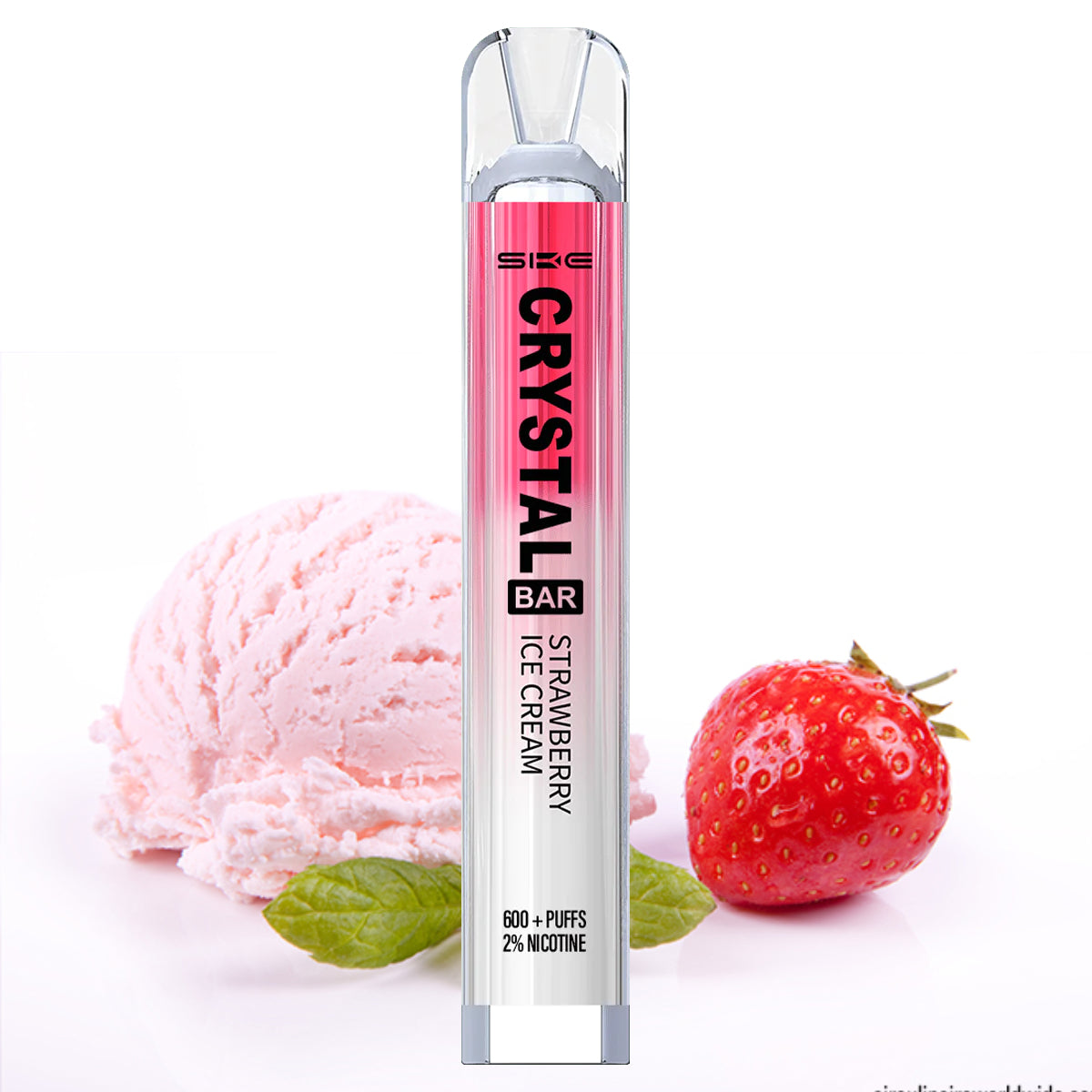 SKE Crystal Bar 2% Nicotine Disposable 600 Puffs Vape - Strawberry Ice-cream