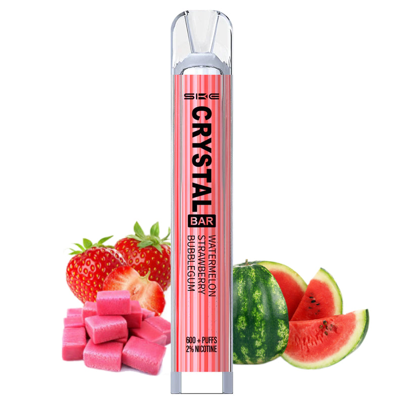 SKE Crystal Bar 2% Nicotine Disposable 600 Puffs Vape - Watermelon Strawberry Bubblegum
